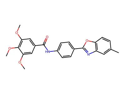 3,4,5-trimethoxy-N-[4-(5-methyl-1,3-benzoxazol-2-yl)phenyl]benzamide structure