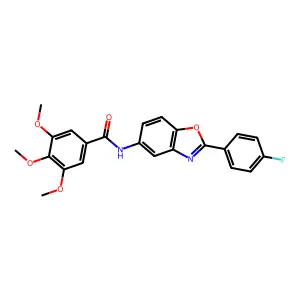N-[2-(4-fluorophenyl)-1,3-benzoxazol-5-yl]-3,4,5-trimethoxybenzamide structure