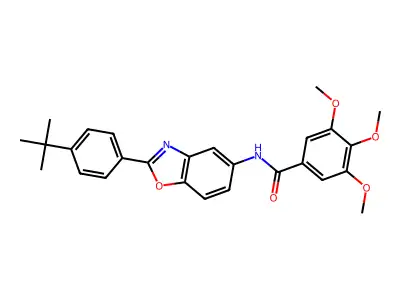 N-[2-(4-tert-butylphenyl)-1,3-benzoxazol-5-yl]-3,4,5-trimethoxybenzamide structure