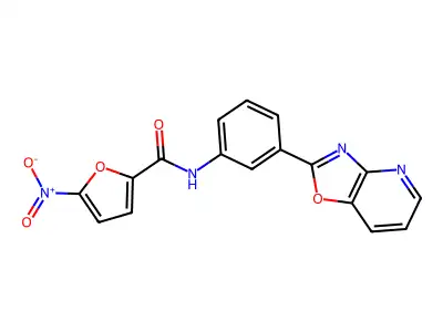 5-nitro-N-[3-([1,3]oxazolo[4,5-b]pyridin-2-yl)phenyl]furan-2-carboxamide structure