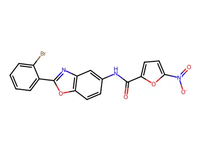 N-(2-(2-Bromophenyl)benzo[d]oxazol-5-yl)-5-nitrofuran-2-carboxamide structure