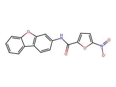 N-dibenzofuran-3-yl-5-nitrofuran-2-carboxamide structure