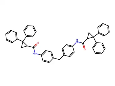 N-[4-[[4-[(2,2-diphenylcyclopropanecarbonyl)amino]phenyl]methyl]phenyl]-2,2-diphenylcyclopropane-1-carboxamide structure