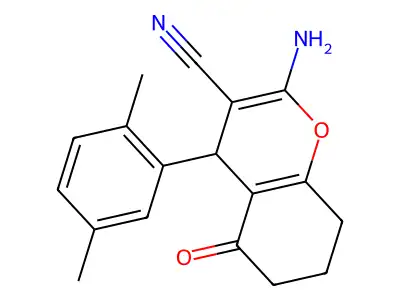 2-Amino-4-(2,5-dimethylphenyl)-5-oxo-4,6,7,8-tetrahydrochromene-3-carbonitrile structure