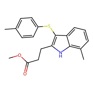 methyl 3-{7-methyl-3-[(4-methylphenyl)sulfanyl]-1H-indol-2-yl}propanoate structure