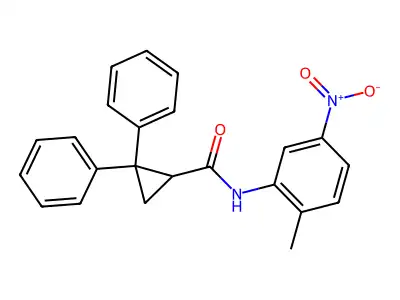 N-(2-methyl-5-nitrophenyl)-2,2-diphenylcyclopropanecarboxamide structure