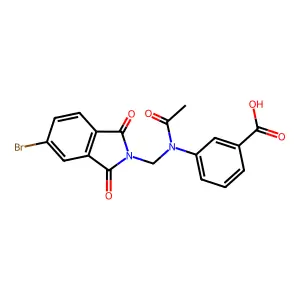 3-[Acetyl-[(5-bromo-1,3-dioxoisoindol-2-yl)methyl]amino]benzoic acid structure