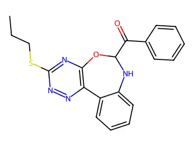 phenyl[3-(propylsulfanyl)-6,7-dihydro[1,2,4]triazino[5,6-d][3,1]benzoxazepin-6-yl]methanone structure