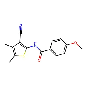 N-(3-cyano-4,5-dimethylthiophen-2-yl)-4-methoxybenzamide structure