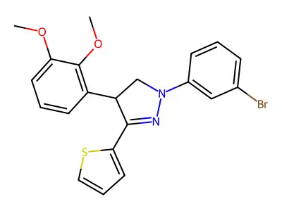 2-(3-Bromophenyl)-4-(2,3-dimethoxyphenyl)-5-thiophen-2-yl-3,4-dihydropyrazole structure