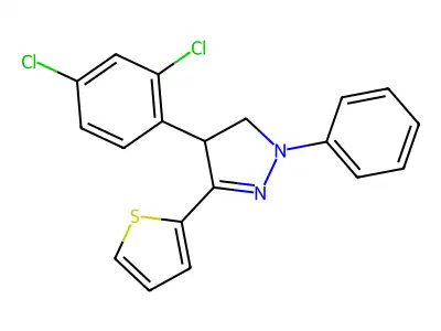 4-(2,4-Dichlorophenyl)-2-phenyl-5-thiophen-2-yl-3,4-dihydropyrazole structure