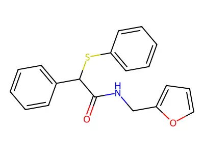 N-(furan-2-ylmethyl)-2-phenyl-2-phenylsulfanylacetamide structure