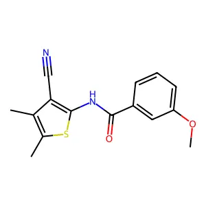 N-(3-cyano-4,5-dimethylthiophen-2-yl)-3-methoxybenzamide structure