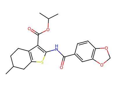 ISOPROPYL 2-[(1,3-BENZODIOXOL-5-YLCARBONYL)AMINO]-6-METHYL-4,5,6,7-TETRAHYDRO-1-BENZOTHIOPHENE-3-CARBOXYLATE structure