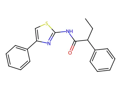 2-phenyl-N-(4-phenyl-1,3-thiazol-2-yl)butanamide structure
