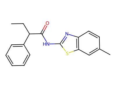 N-(6-methyl-1,3-benzothiazol-2-yl)-2-phenylbutanamide structure