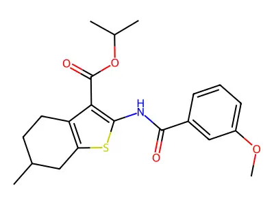 propan-2-yl 2-[(3-methoxybenzoyl)amino]-6-methyl-4,5,6,7-tetrahydro-1-benzothiophene-3-carboxylate structure