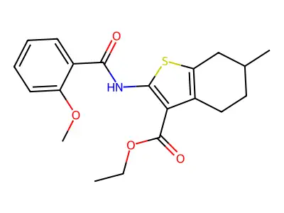ethyl 2-[(2-methoxybenzoyl)amino]-6-methyl-4,5,6,7-tetrahydro-1-benzothiophene-3-carboxylate structure