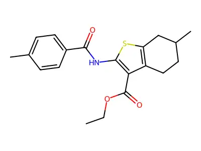 ethyl 6-methyl-2-[(4-methylbenzoyl)amino]-4,5,6,7-tetrahydro-1-benzothiophene-3-carboxylate structure