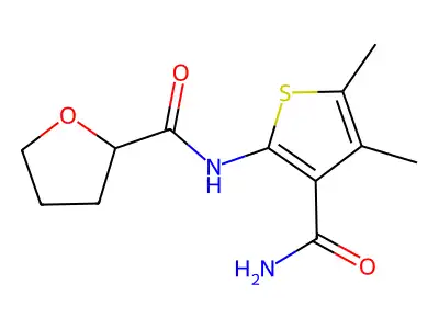 N-[3-(aminocarbonyl)-4,5-dimethyl-2-thienyl]tetrahydro-2-furancarboxamide structure