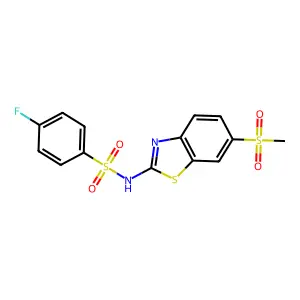 4-fluoro-N-[6-(methylsulfonyl)-1,3-benzothiazol-2-yl]benzenesulfonamide structure