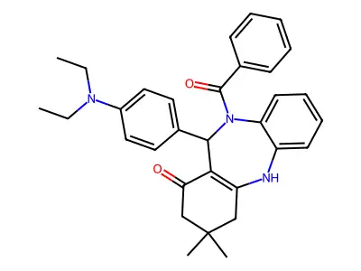 5-benzoyl-6-[4-(diethylamino)phenyl]-9,9-dimethyl-6,8,10,11-tetrahydrobenzo[b][1,4]benzodiazepin-7-one structure