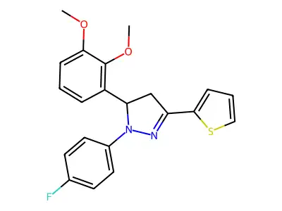 5-(2,3-dimethoxyphenyl)-1-(4-fluorophenyl)-3-(2-thienyl)-4,5-dihydro-1H-pyrazole structure