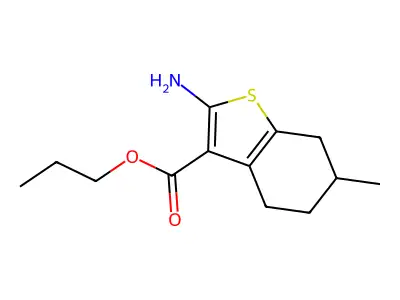 Propyl 2-amino-6-methyl-4,5,6,7-tetrahydro-1-benzothiophene-3-carboxylate structure