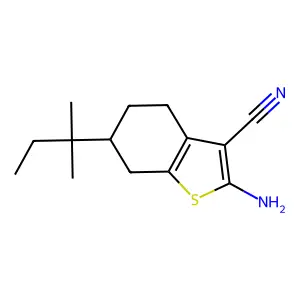2-amino-6-(1,1-dimethylpropyl)-4,5,6,7-tetrahydro-1-benzothiophene-3-carbonitrile structure