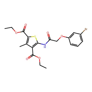 Diethyl 5-{[(3-bromophenoxy)acetyl]amino}-3-methylthiophene-2,4-dicarboxylate structure