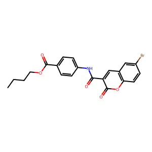 butyl 4-{[(6-bromo-2-oxo-2H-chromen-3-yl)carbonyl]amino}benzoate structure