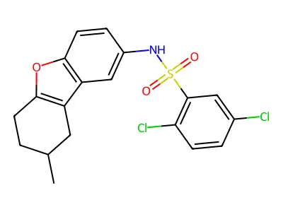2,5-dichloro-N-(8-methyl-6,7,8,9-tetrahydrodibenzofuran-2-yl)benzenesulfonamide structure