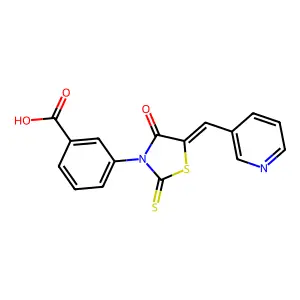 3-(4-Oxo-5-pyridin-3-ylmethylene-2-thioxo-thiazolidin-3-yl)-benzoic acid structure