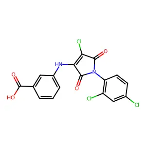 3-{[4-chloro-1-(2,4-dichlorophenyl)-2,5-dioxo-2,5-dihydro-1H-pyrrol-3-yl]amino}benzoic acid structure