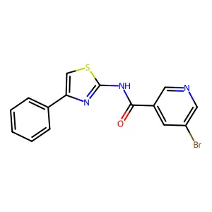 5-bromo-N-(4-phenyl-1,3-thiazol-2-yl)pyridine-3-carboxamide structure