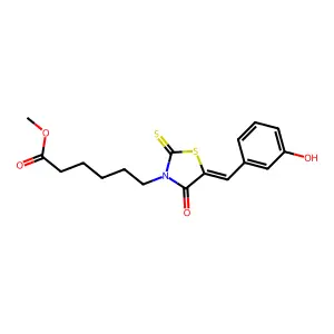 methyl 6-[(5E)-5-(3-hydroxybenzylidene)-4-oxo-2-thioxo-1,3-thiazolidin-3-yl]hexanoate structure