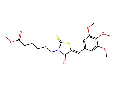 methyl 6-[(5Z)-4-oxo-2-thioxo-5-(3,4,5-trimethoxybenzylidene)-1,3-thiazolidin-3-yl]hexanoate structure