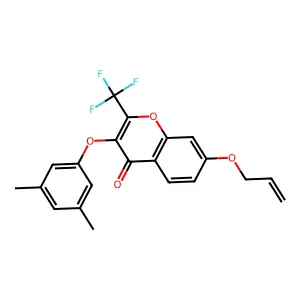 3-(3,5-Dimethylphenoxy)-7-prop-2-enoxy-2-(trifluoromethyl)chromen-4-one structure