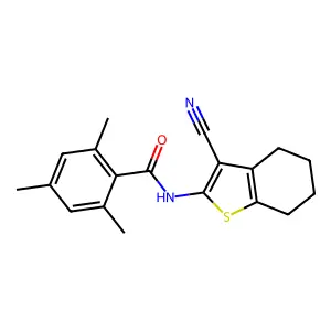 N-(3-cyano-4,5,6,7-tetrahydro-1-benzothiophen-2-yl)-2,4,6-trimethylbenzamide structure