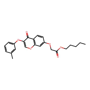 pentyl {[3-(3-methylphenoxy)-4-oxo-4H-chromen-7-yl]oxy}acetate structure