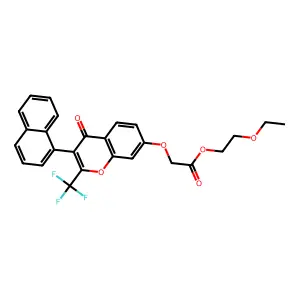 2-Ethoxyethyl 2-[3-naphthyl-4-oxo-2-(trifluoromethyl)chromen-7-yloxy]acetate structure