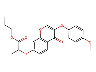 propyl 2-{[3-(4-methoxyphenoxy)-4-oxo-4H-chromen-7-yl]oxy}propanoate structure