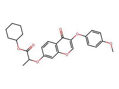 cyclohexyl 2-{[3-(4-methoxyphenoxy)-4-oxo-4H-chromen-7-yl]oxy}propanoate structure