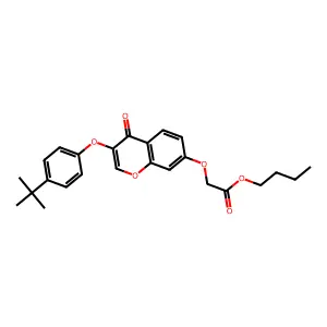 butyl {[3-(4-tert-butylphenoxy)-4-oxo-4H-chromen-7-yl]oxy}acetate structure