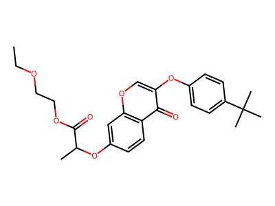 2-ethoxyethyl 2-{[3-(4-tert-butylphenoxy)-4-oxo-4H-chromen-7-yl]oxy}propanoate structure