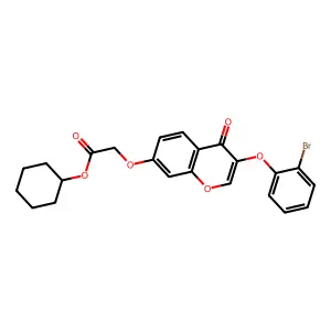 cyclohexyl {[3-(2-bromophenoxy)-4-oxo-4H-chromen-7-yl]oxy}acetate structure