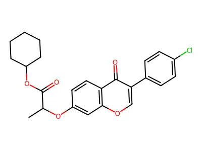 cyclohexyl 2-{[3-(4-chlorophenyl)-4-oxo-4H-chromen-7-yl]oxy}propanoate structure