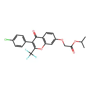 isopropyl 2-((3-(4-chlorophenyl)-4-oxo-2-(trifluoromethyl)-4H-chromen-7-yl)oxy)acetate structure