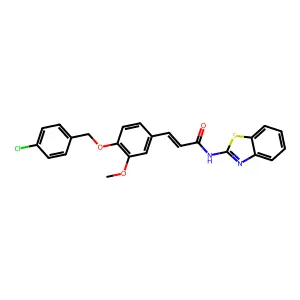 (E)-N-(1,3-benzothiazol-2-yl)-3-[4-[(4-chlorophenyl)methoxy]-3-methoxyphenyl]prop-2-enamide structure