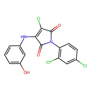 3-chloro-1-(2,4-dichlorophenyl)-4-((3-hydroxyphenyl)amino)-1H-pyrrole-2,5-dione structure
